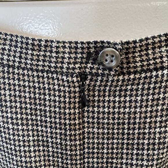 Women's Houndstooth Pencil Skirt Wool Silk Sz L 12 Brown Academia Preppy Office - Picture 3 of 8